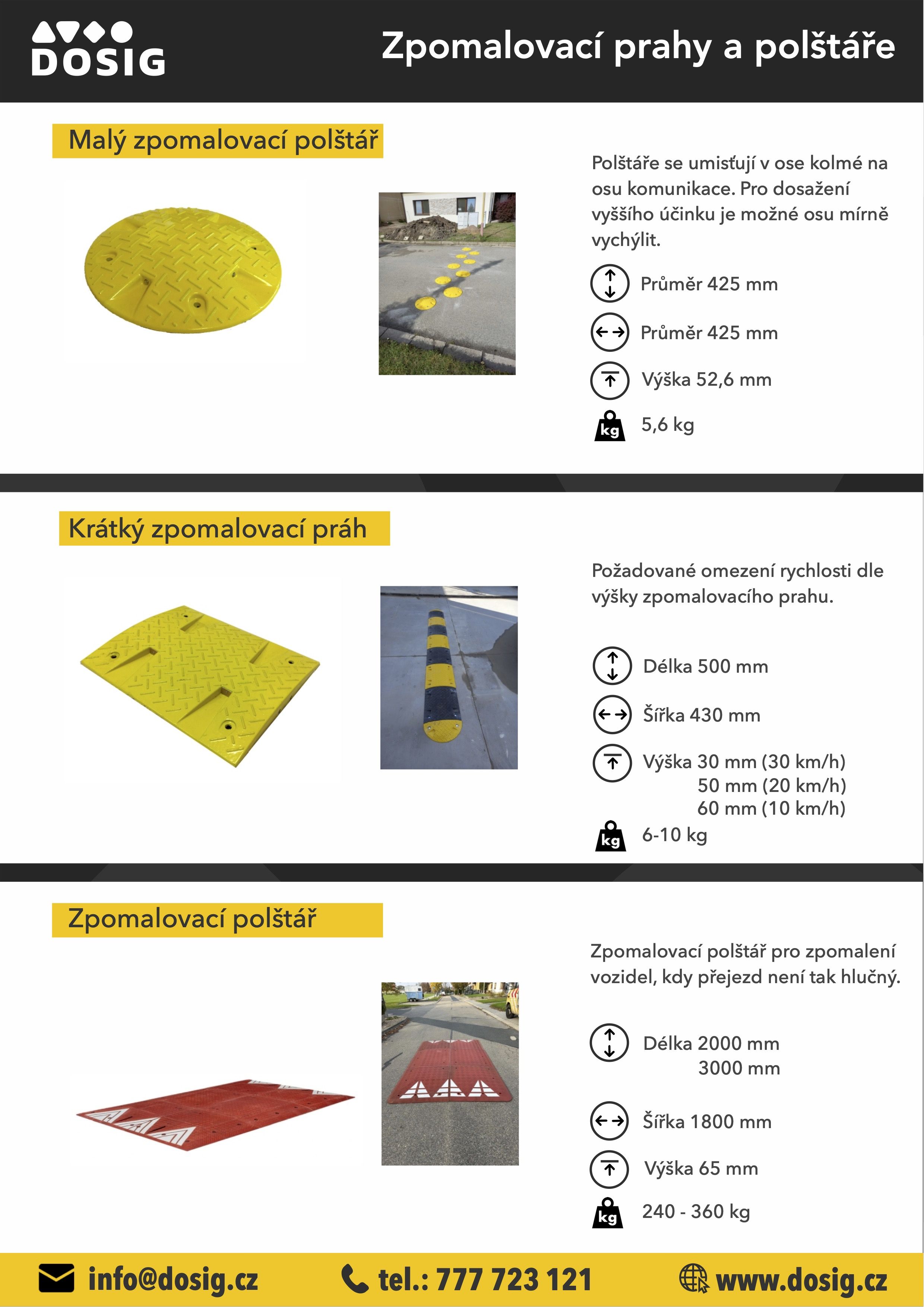 zpomalovací prahy a polštáře